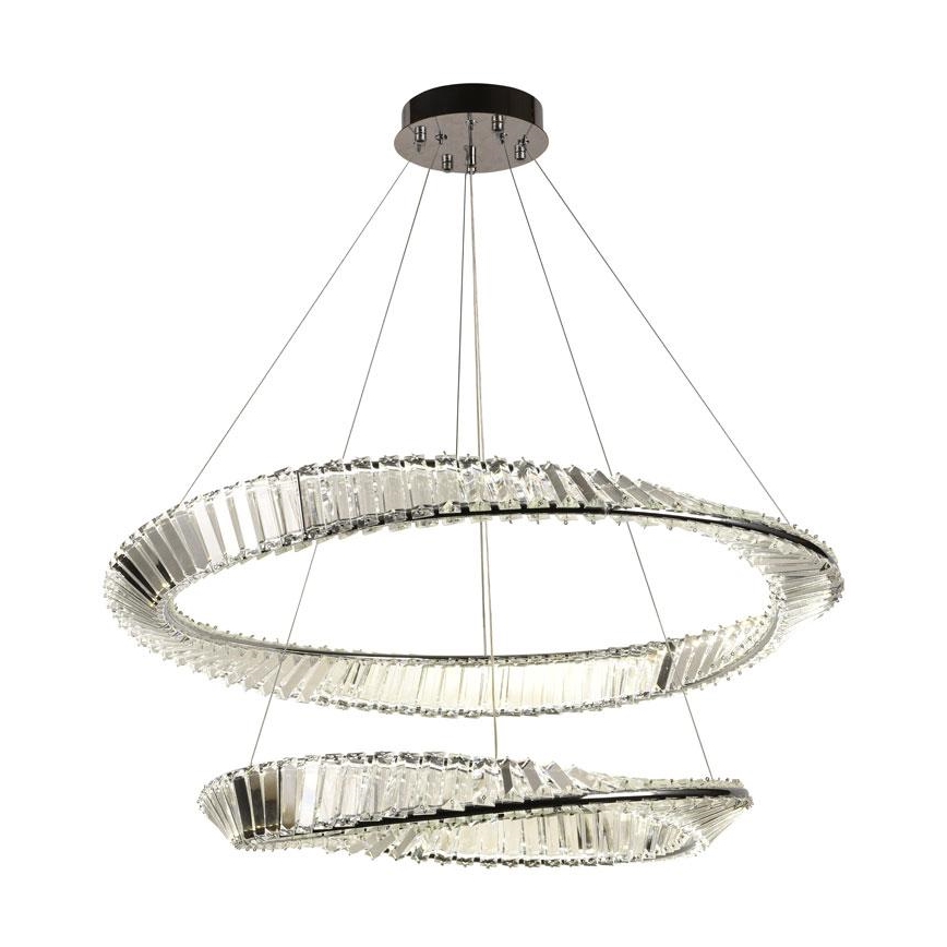 LED Himmennettävä kristallikruunu narussa LED/90W/230V 3000-6500K kiiltävä kromi + kauko-ohjaus