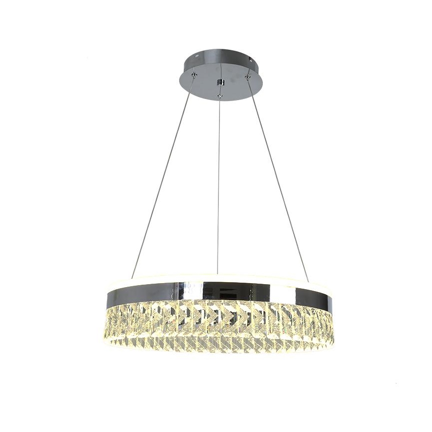 LED Himmennettävä kristallikruunu narussa LED/90W/230V 3000-6500K kiiltävä kromi + kauko-ohjaus