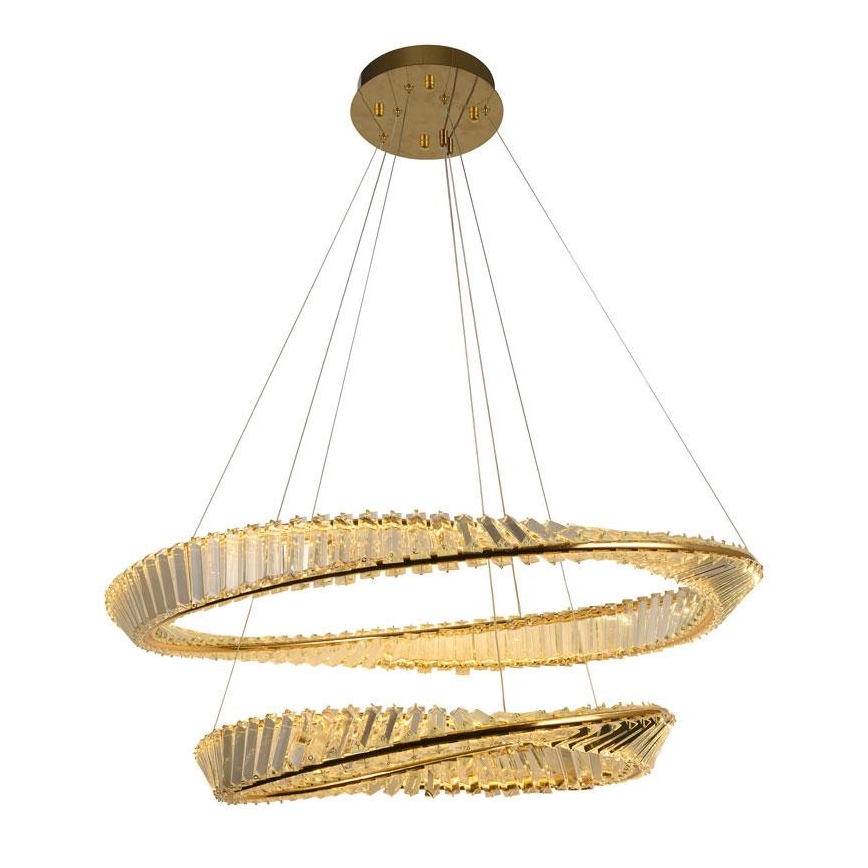 LED Himmennettävä kristalli kattokruunu johdossa LED/90W/230V 3000-6500K kulta/kromi + kauko-ohjaus
