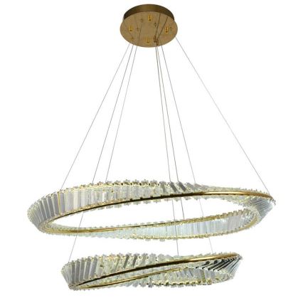 LED Himmennettävä kristalli kattokruunu johdossa LED/90W/230V 3000-6500K kulta/kromi + kauko-ohjaus