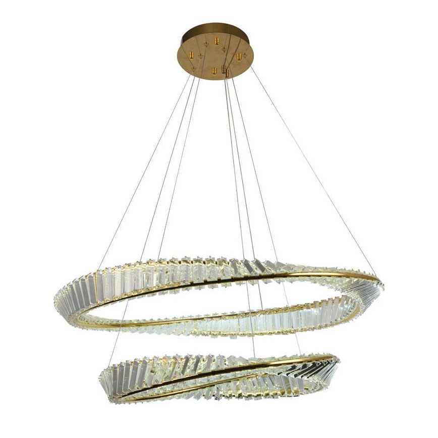 LED Himmennettävä kristalli kattokruunu johdossa LED/90W/230V 3000-6500K kulta/kromi + kauko-ohjaus