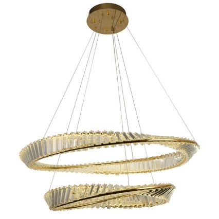 LED Himmennettävä kristalli kattokruunu johdossa LED/90W/230V 3000-6500K kulta/kromi + kauko-ohjaus