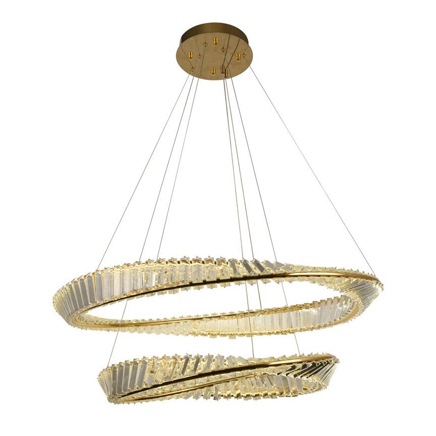 LED Himmennettävä kristalli kattokruunu johdossa LED/90W/230V 3000-6500K kulta/kromi + kauko-ohjaus