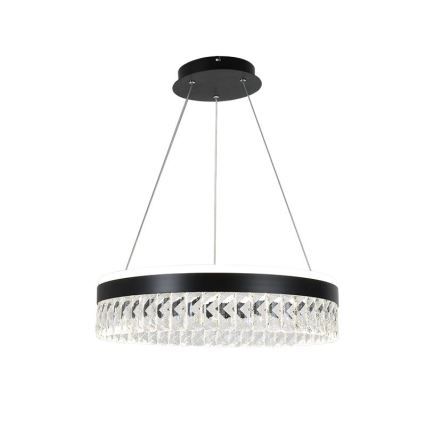LED Himmennettävä kristalli kattokruunu johdossa LED/90W/230V 3000-6500K musta + kauko-ohjaus
