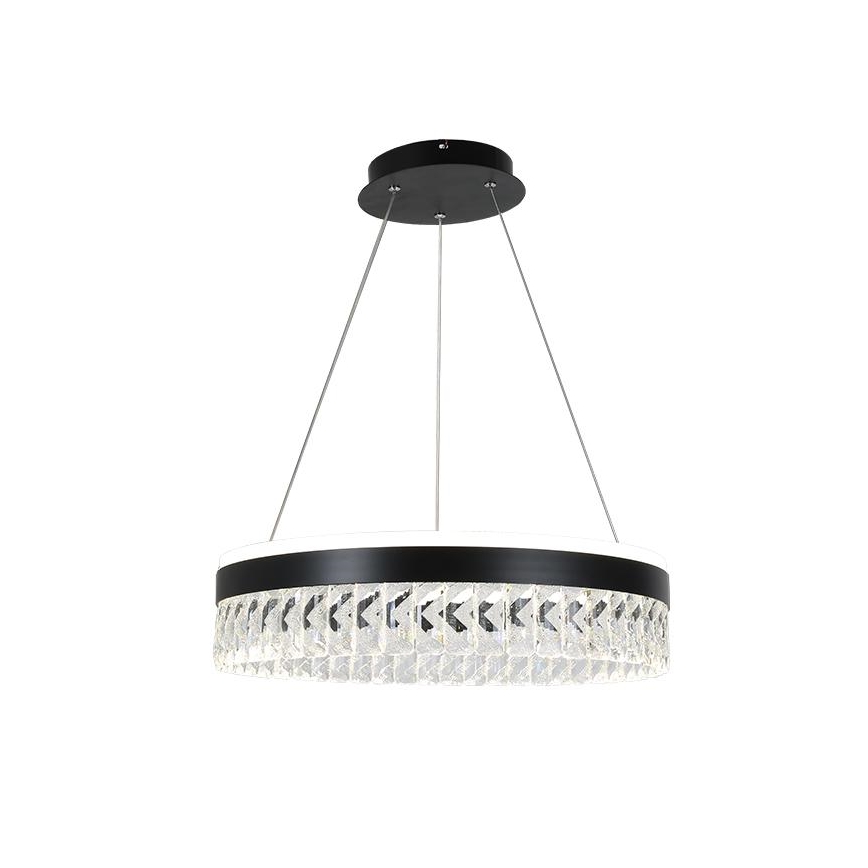 LED Himmennettävä kristalli kattokruunu johdossa LED/90W/230V 3000-6500K musta + kauko-ohjaus