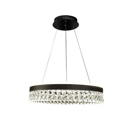 LED Himmennettävä kristalli kattokruunu johdossa LED/90W/230V 3000-6500K musta + kauko-ohjaus