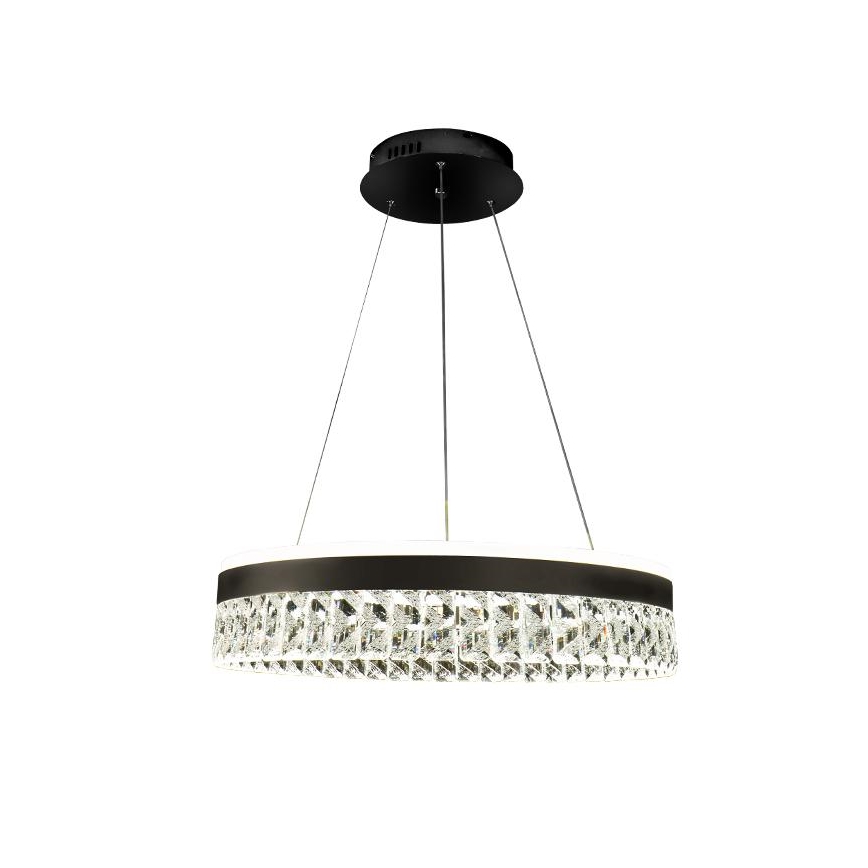 LED Himmennettävä kristalli kattokruunu johdossa LED/90W/230V 3000-6500K musta + kauko-ohjaus