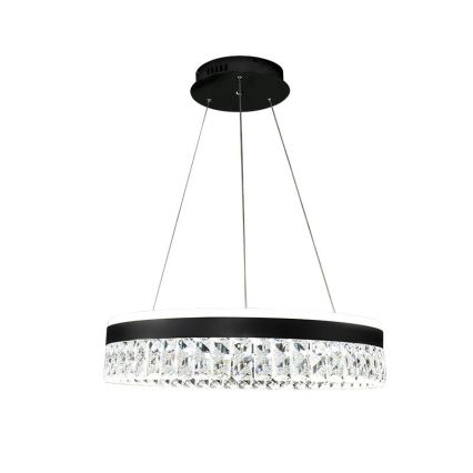 LED Himmennettävä kristalli kattokruunu johdossa LED/90W/230V 3000-6500K musta + kauko-ohjaus