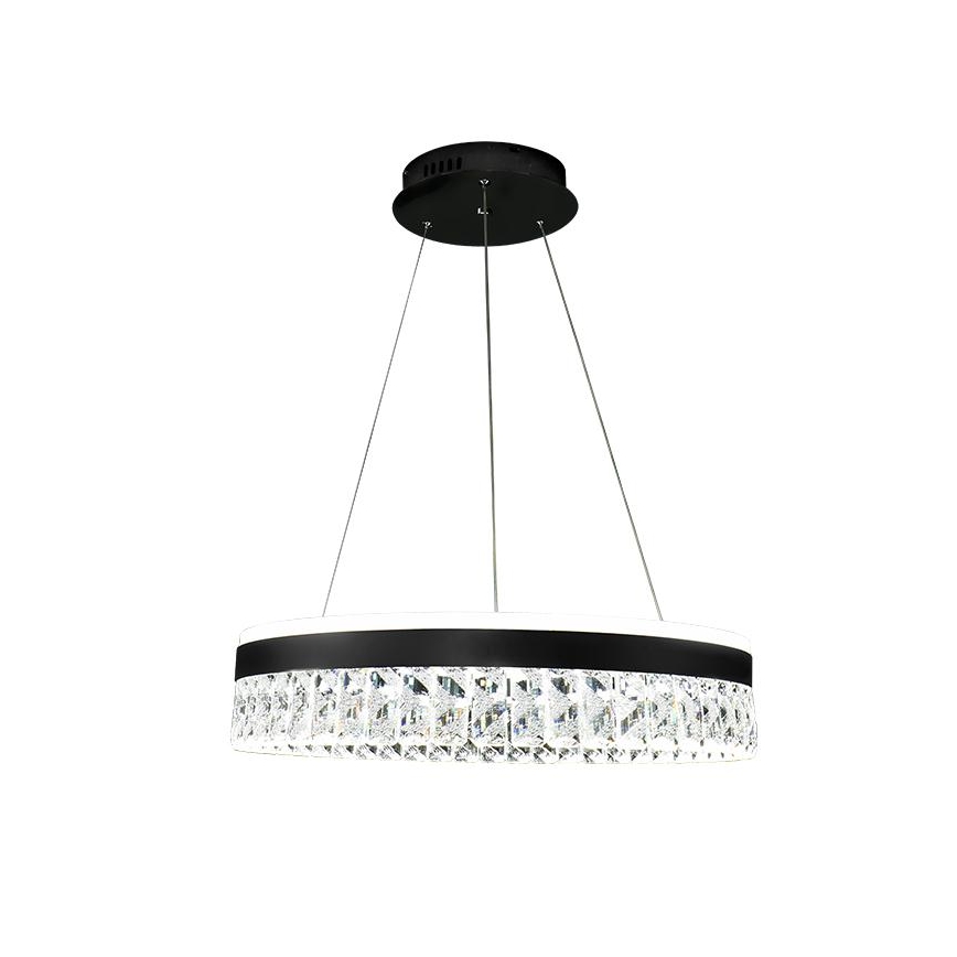 LED Himmennettävä kristalli kattokruunu johdossa LED/90W/230V 3000-6500K musta + kauko-ohjaus
