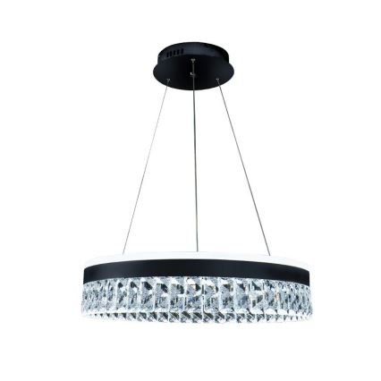 LED Himmennettävä kristalli kattokruunu johdossa LED/90W/230V 3000-6500K musta + kauko-ohjaus