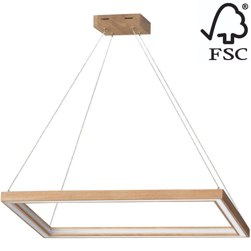 Himmennettävä LED-kattokruunu johdossa LEGNO 2xLED/33W/230V tammi – FSC sertifioitu