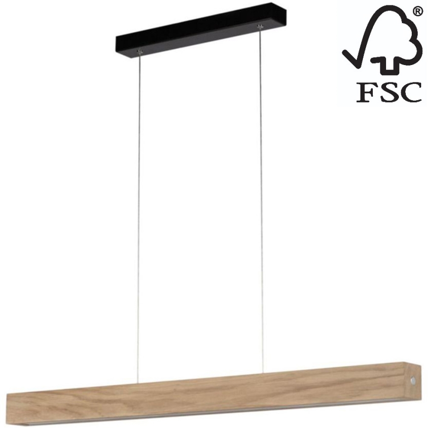 Himmennettävä LED-kattokruunu johdossa LEON 3xLED/18W/230V tammi – FSC sertifioitu