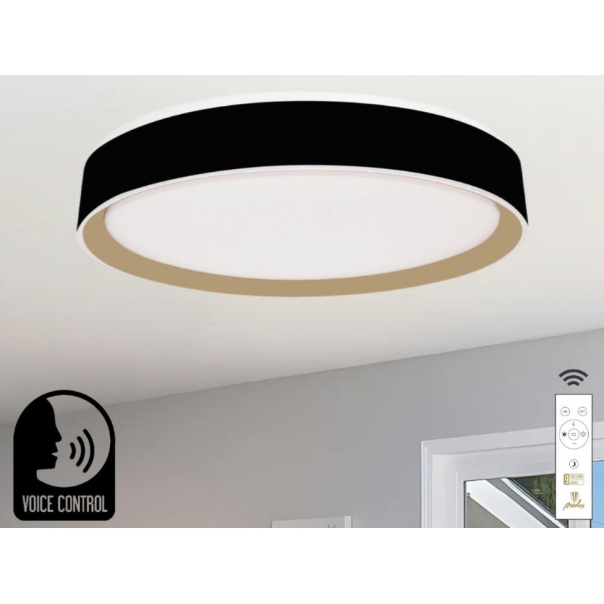 Himmennettävä LED-kattovalaisin ääniohjauksella OPAL LED/48W/230V 2700-6500K musta + kauko-ohjaus