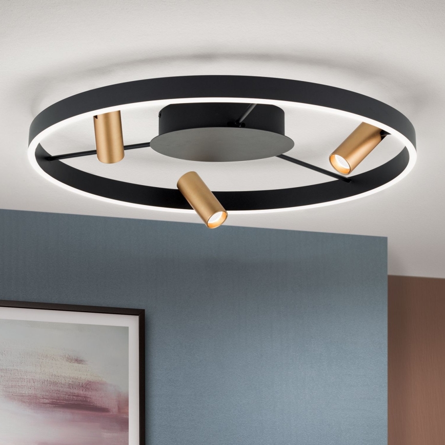 Himmennettävä LED-kattovalaisin BERLIN LED/50W/230V musta/kulta