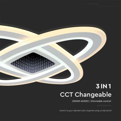 Himmennettävä LED-kattovalaisin LED/130W/230V 3000-6500K + kauko-ohjaus