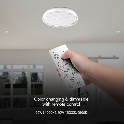 Himmennettävä LED-kattovalaisin LED/60W/230V 3000/4000/6500K + kauko-ohjaus