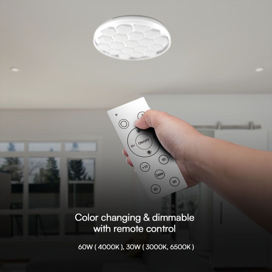 Himmennettävä LED-kattovalaisin LED/60W/230V 3000/4000/6500K + kauko-ohjaus