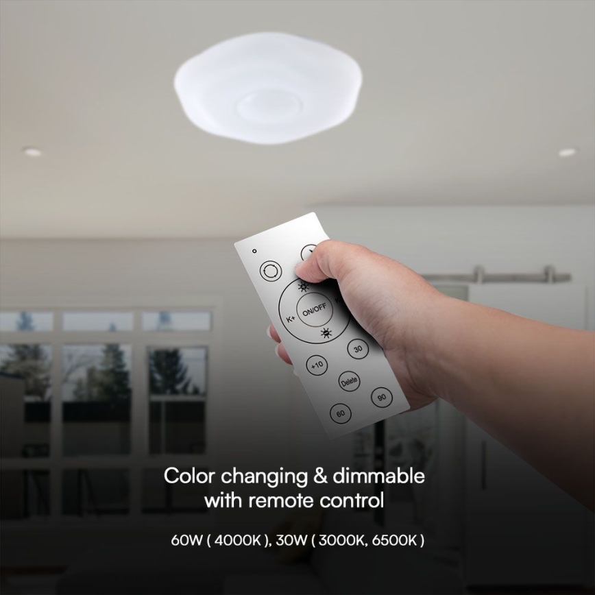 Himmennettävä LED-kattovalaisin LED/60W/230V 3000-6500K 50 cm valkoinen + kauko-ohjaus
