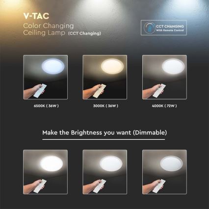 Himmennettävä LED-kattovalaisin LED/72W/230V 3000-6500K halkaisija 67 cm valkoinen + kauko-ohjaus