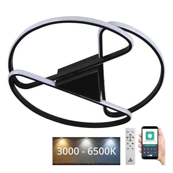 Himmennettävä LED-kattovalaisin LED/75W/230V 3000-6500K musta + kauko-ohjaus