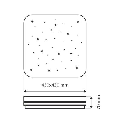 Himmennettävä LED-kattovalaisin MANA LED/36W/230V 2700-6500K 43x43 cm + kauko-ohjaus