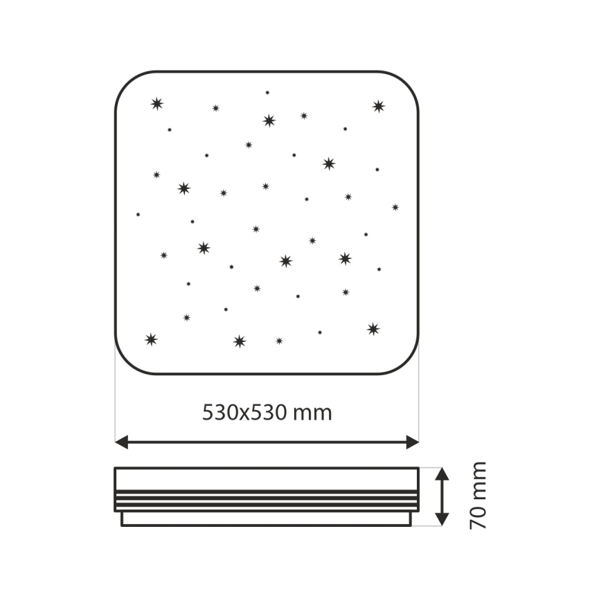 Himmennettävä LED-kattovalaisin MANA LED/60W/230V 2700-6500K 53x53 cm + kauko-ohjaus