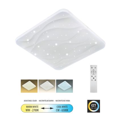Himmennettävä LED-kattovalaisin NERIS LED/60W/230V 2700-6500K 53x53 cm + kauko-ohjaus