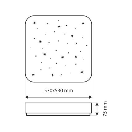Himmennettävä LED-kattovalaisin NERIS LED/60W/230V 2700-6500K 53x53 cm + kauko-ohjaus