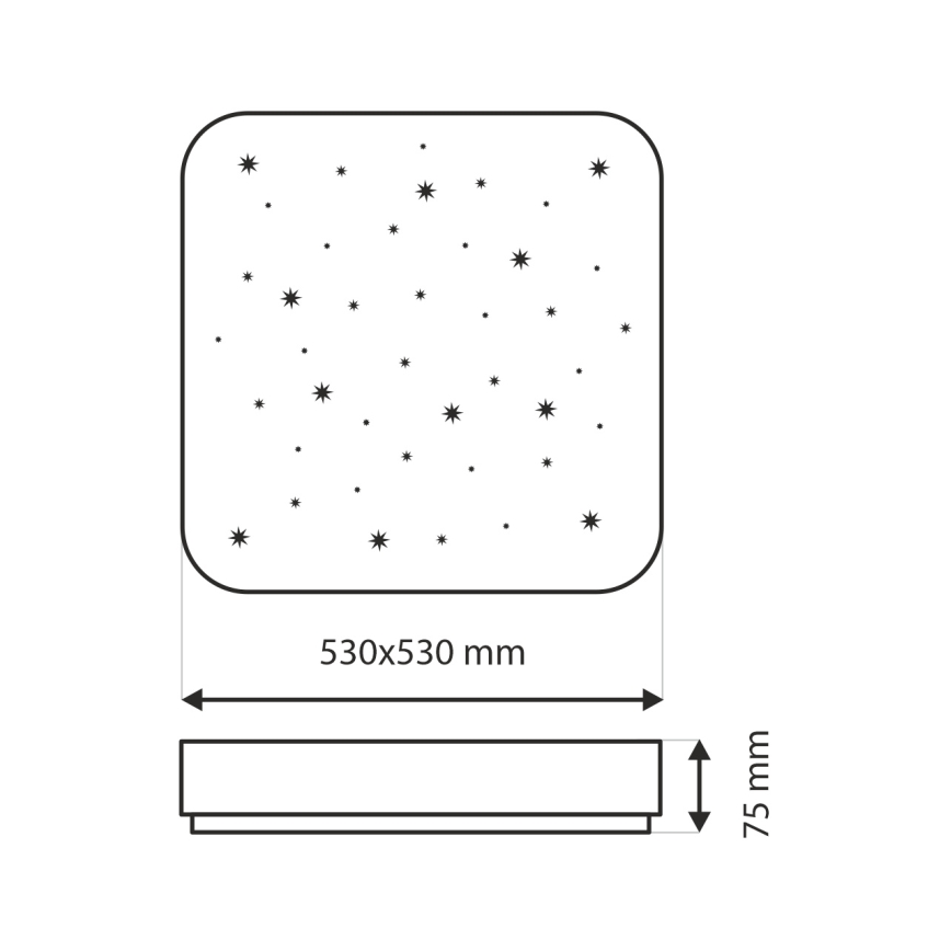 Himmennettävä LED-kattovalaisin NERIS LED/60W/230V 2700-6500K 53x53 cm + kauko-ohjaus