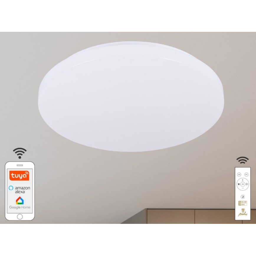 Himmennettävä LED-kattovalaisin OPAL LED/48W/230V 2700-6500K Wi-Fi Tuya valkoinen + kauko-ohjaus
