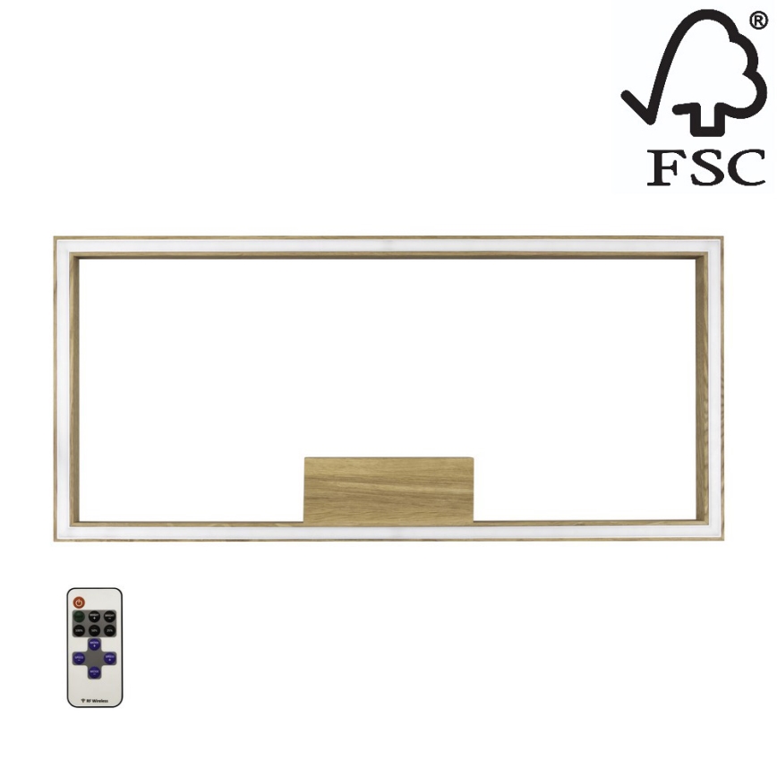 Himmennettävä LED-kattovalaisin RAMME LED/34W/230V + Kauko-ohjaus matta tammi - FSC-sertifioitu