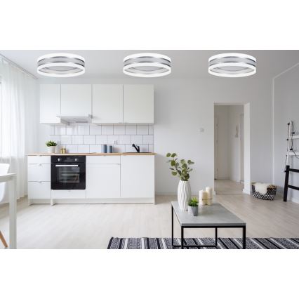Himmennettävä LED-kattovalo SMART CORAL LED/24W/230V valkoinen/hopea + kaukosäädin