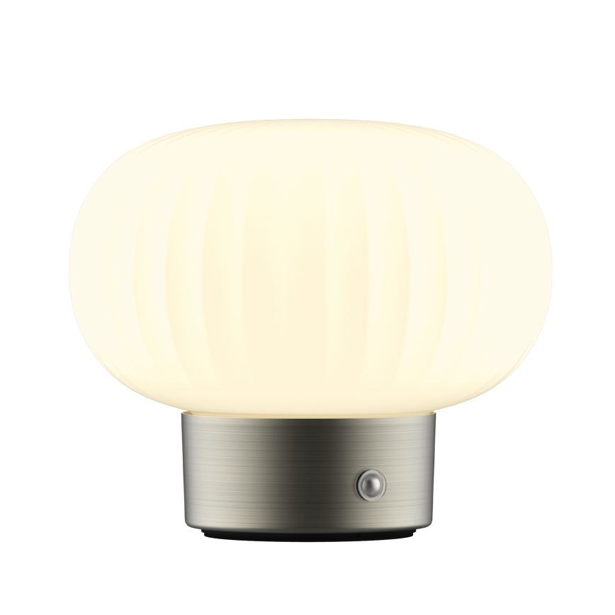 Himmennettävä LED-kosketuspöytävalaisin LATTE LED/1,8W/5V USB 2000 mAh mattakromi/valkoinen