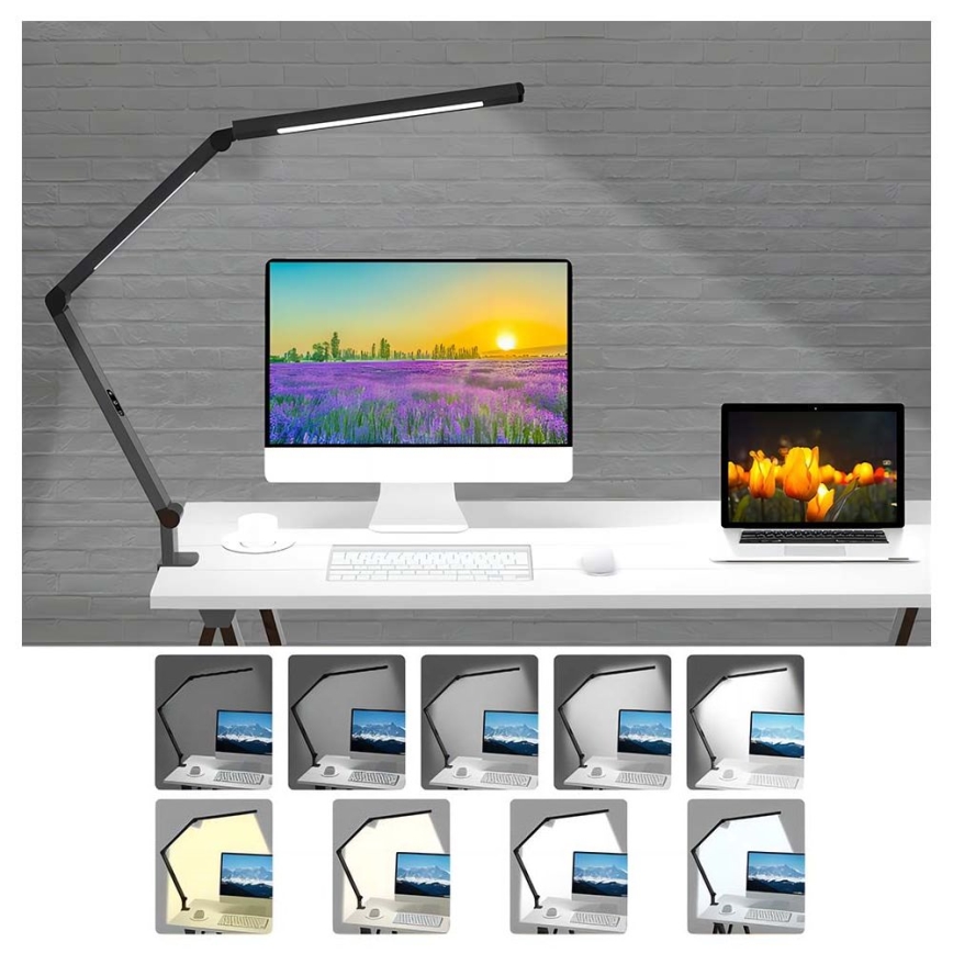 LED Himmennettävä kosketus flexible pöytävalaisin LED/12W/230V 3000/4000/5000/6500K CRI 92 musta