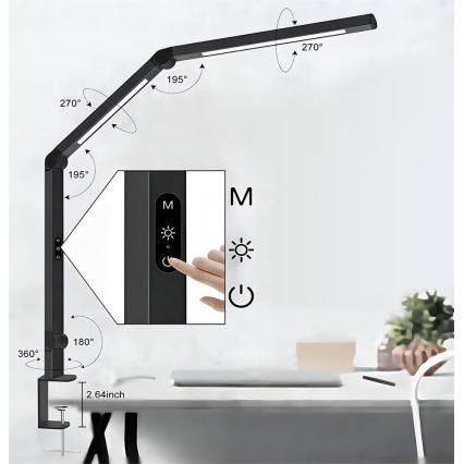 LED Himmennettävä kosketus flexible pöytävalaisin LED/12W/230V 3000/4000/5000/6500K CRI 92 musta
