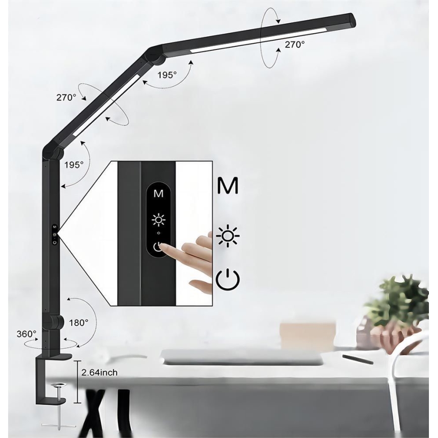 LED Himmennettävä kosketus flexible pöytävalaisin LED/12W/230V 3000/4000/5000/6500K CRI 92 musta