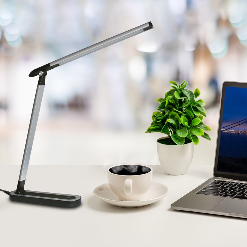 Himmennettävä LED-kosketuspöytävalaisin MADERA LED/7W/230V USB musta