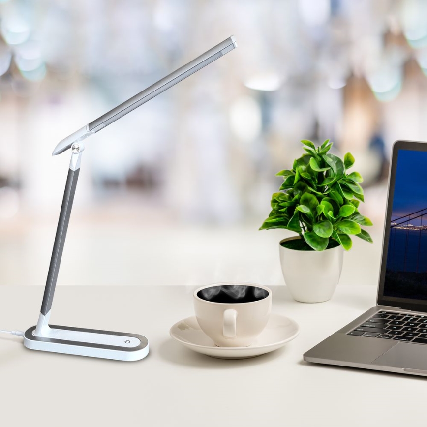 Himmennettävä LED-kosketuspöytävalaisin MADERA LED/7W/230V USB valkoinen