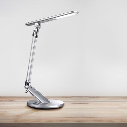 Himmennettävä LED-kosketuspöytävalaisin OPTIMUM LED/7W/230V USB 3000/4000/6000K hopea