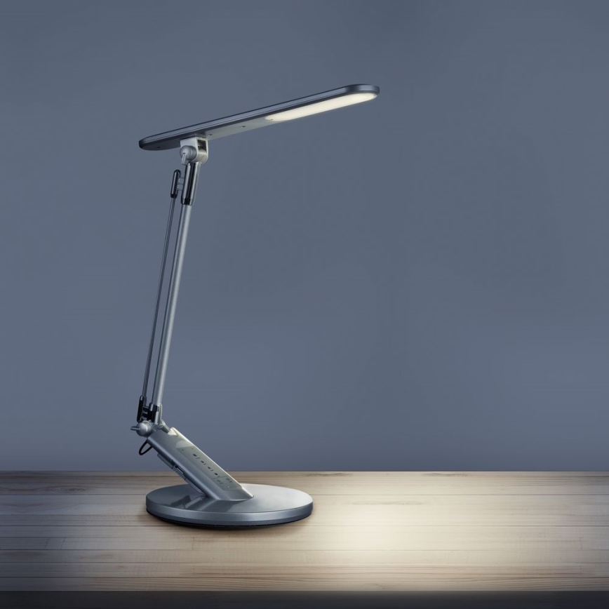 Himmennettävä LED-kosketuspöytävalaisin OPTIMUM LED/7W/230V USB 3000/4000/6000K hopea