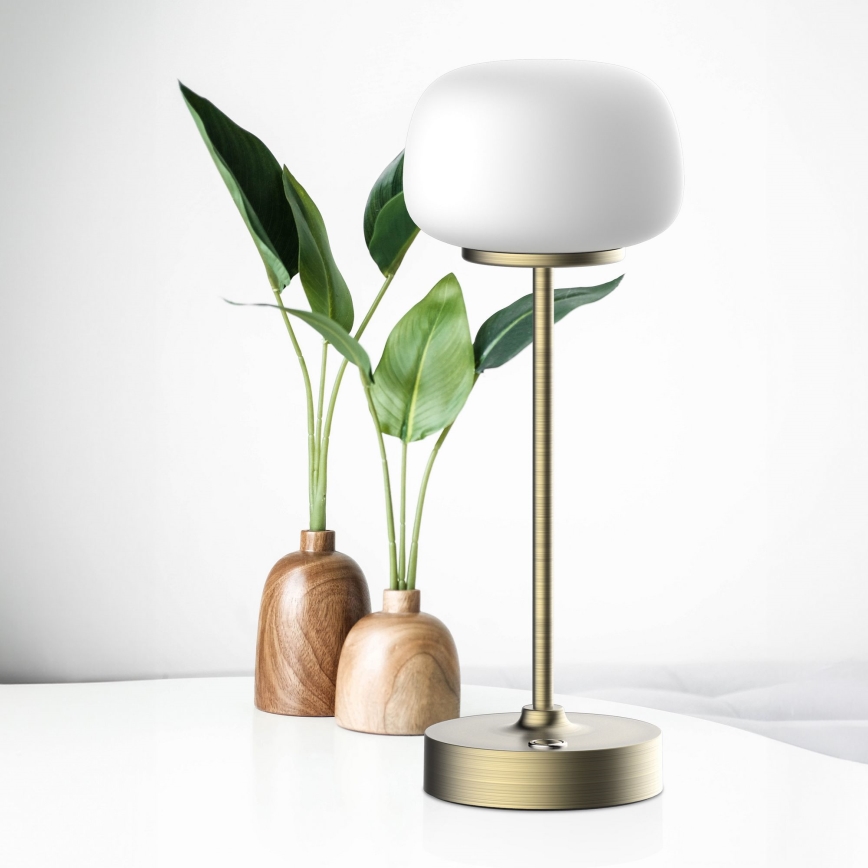 Himmennettävä LED-kosketuspöytävalaisin RIMINI LED/2W/5V USB 2000 mAh kulta/valkoinen
