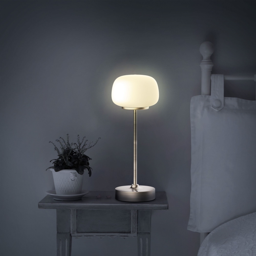 Himmennettävä LED-kosketuspöytävalaisin RIMINI LED/2W/5V USB 2000 mAh kulta/valkoinen