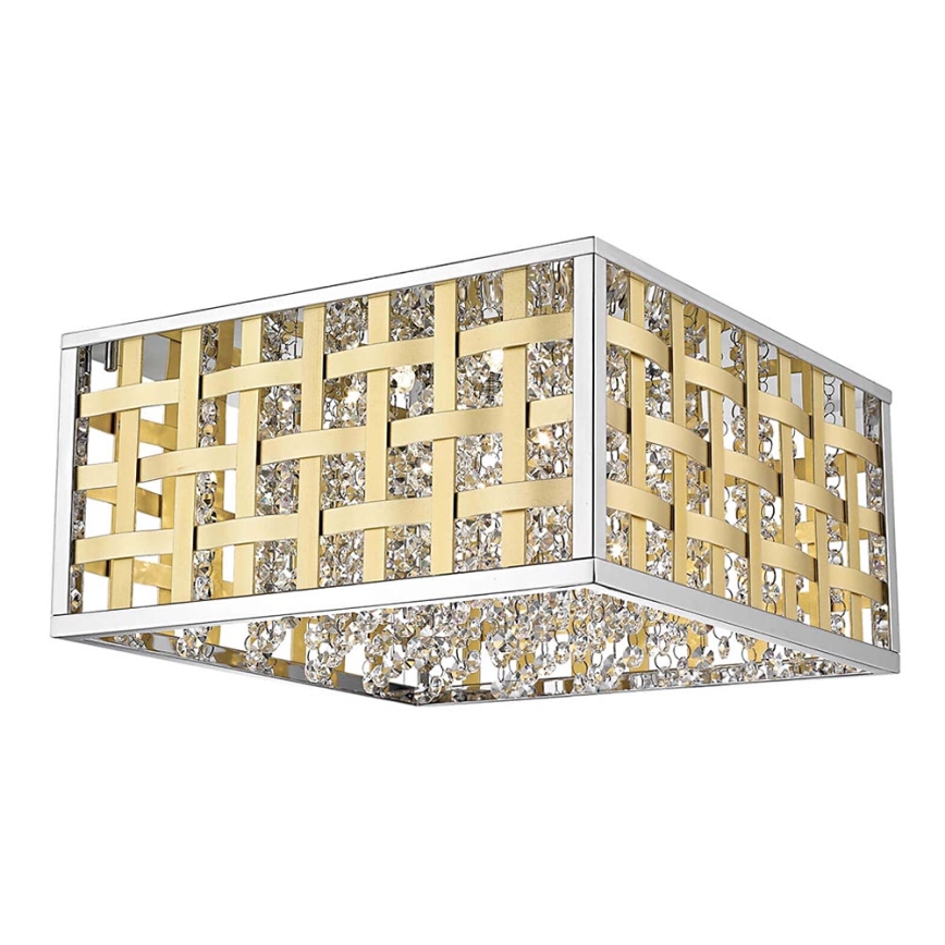 Himmennettävä LED-kristallikattovalaisin COLUMBUS LED/20W/230V kulta/kromi