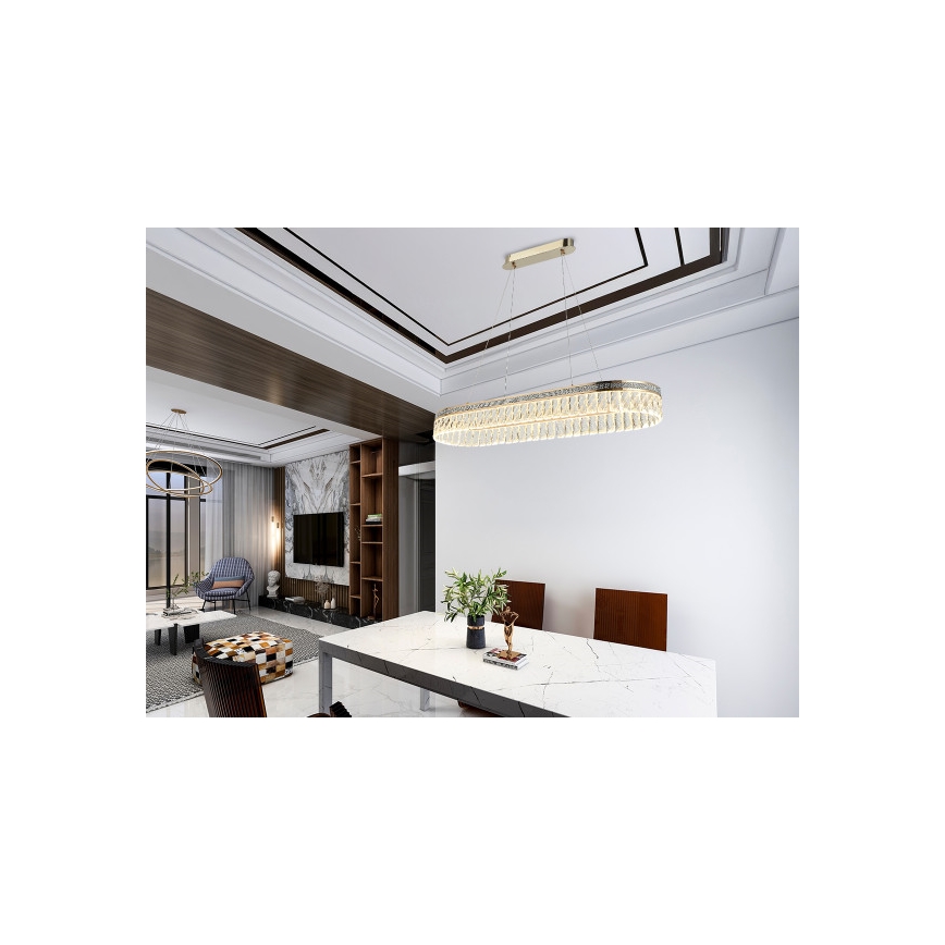 Himmennettävä LED-kristalliriippuvalaisin vaijerilla THALIA LED/50W/230V 3000-6000K + kaukosäädin
