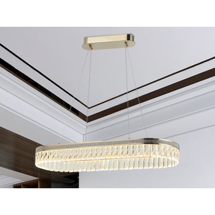 Himmennettävä LED-kristalliriippuvalaisin vaijerilla THALIA LED/50W/230V 3000-6000K + kaukosäädin
