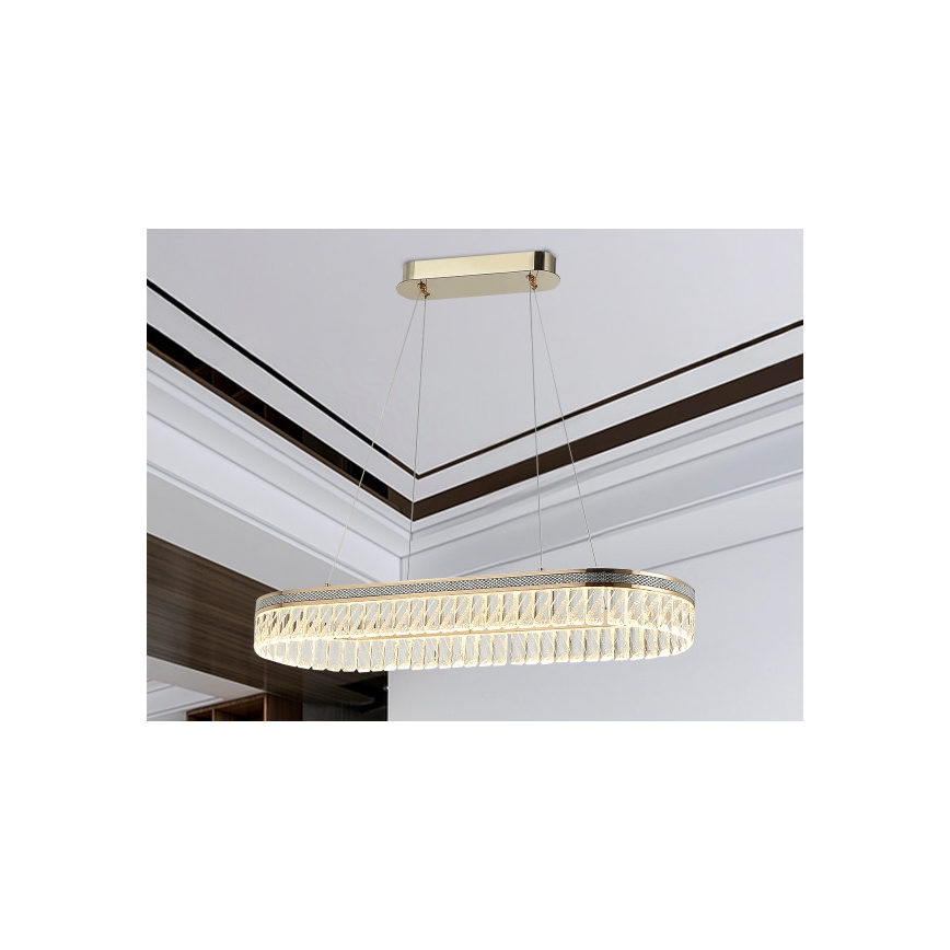 Himmennettävä LED-kristalliriippuvalaisin vaijerilla THALIA LED/50W/230V 3000-6000K + kaukosäädin