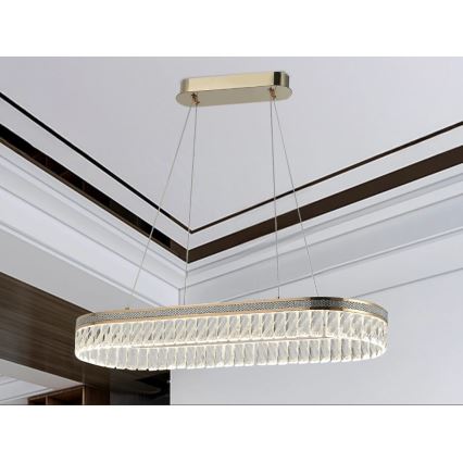 Himmennettävä LED-kristalliriippuvalaisin vaijerilla THALIA LED/50W/230V 3000-6000K + kaukosäädin