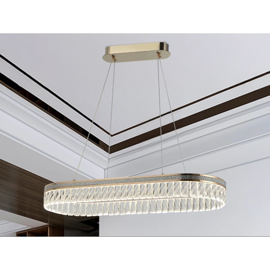 Himmennettävä LED-kristalliriippuvalaisin vaijerilla THALIA LED/50W/230V 3000-6000K + kaukosäädin