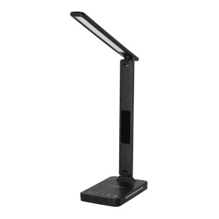 Himmennettävä LED-pöytävalaisin langattomalla latauksella QI, näyttö ja USB-portti LED/7W/230V 3000-6000K musta