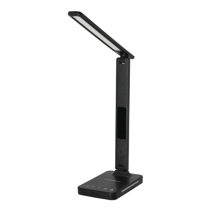 Himmennettävä LED-pöytävalaisin langattomalla latauksella QI, näyttö ja USB-portti LED/7W/230V 3000-6000K musta